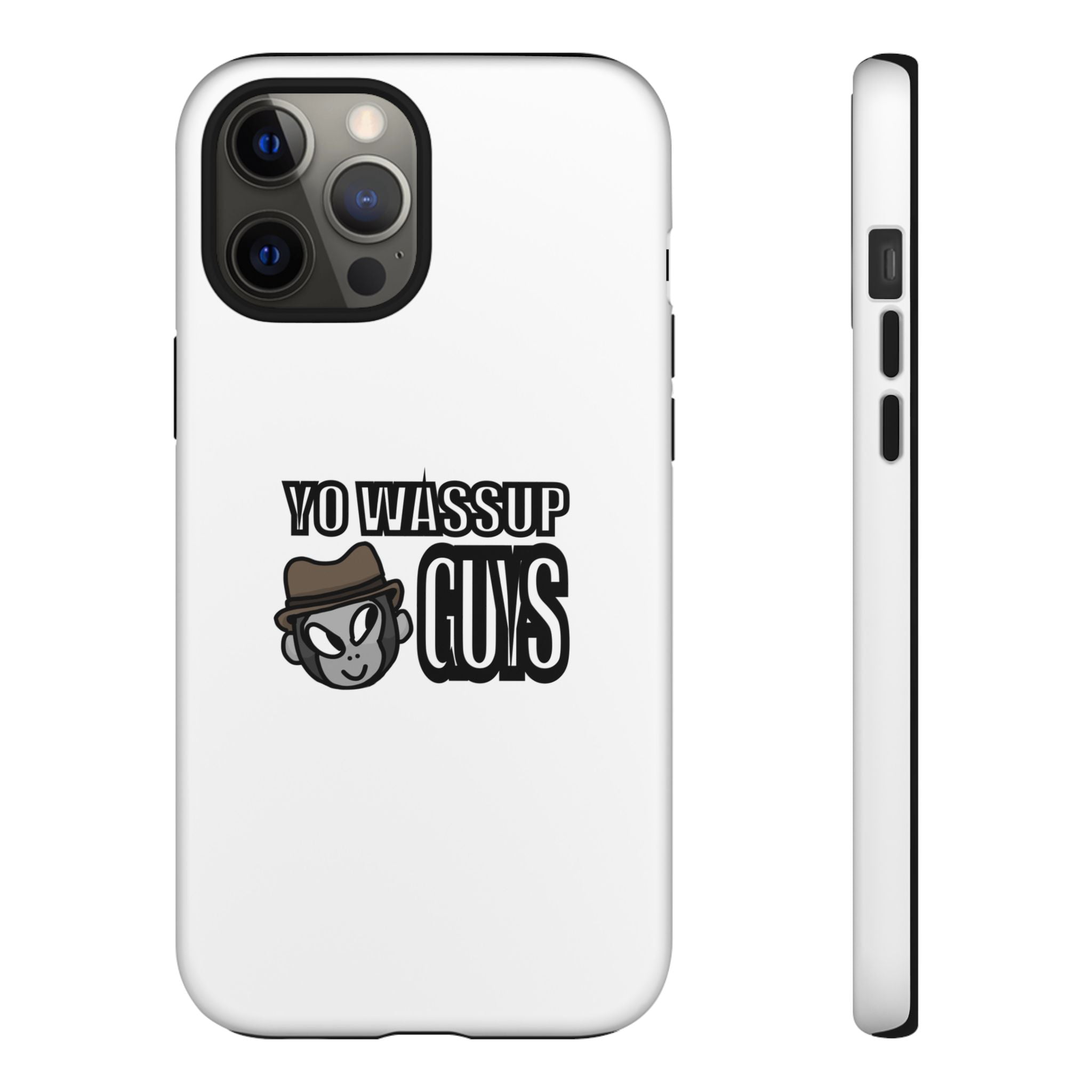 Yo Wassup Guys Phone Case — Retro Cartoon Hat Character Tough Protective Cover