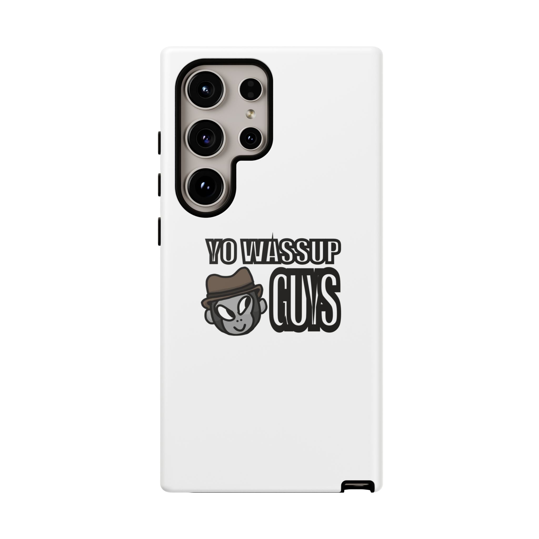 Yo Wassup Guys Phone Case — Retro Cartoon Hat Character Tough Protective Cover