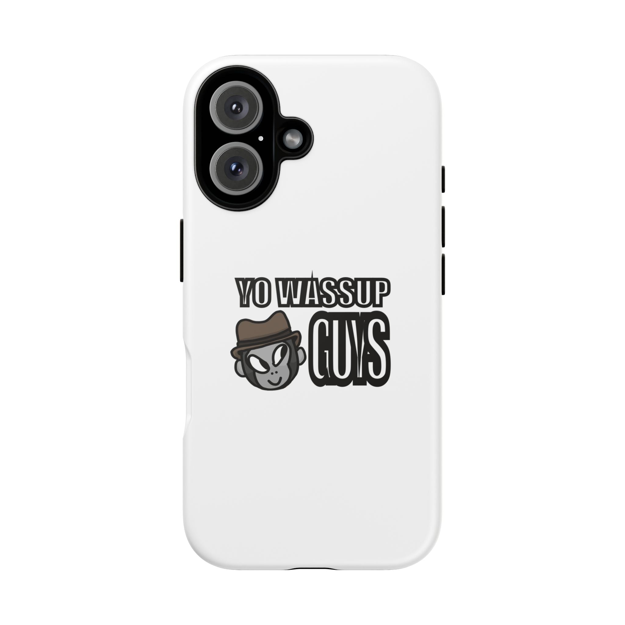Yo Wassup Guys Phone Case — Retro Cartoon Hat Character Tough Protective Cover