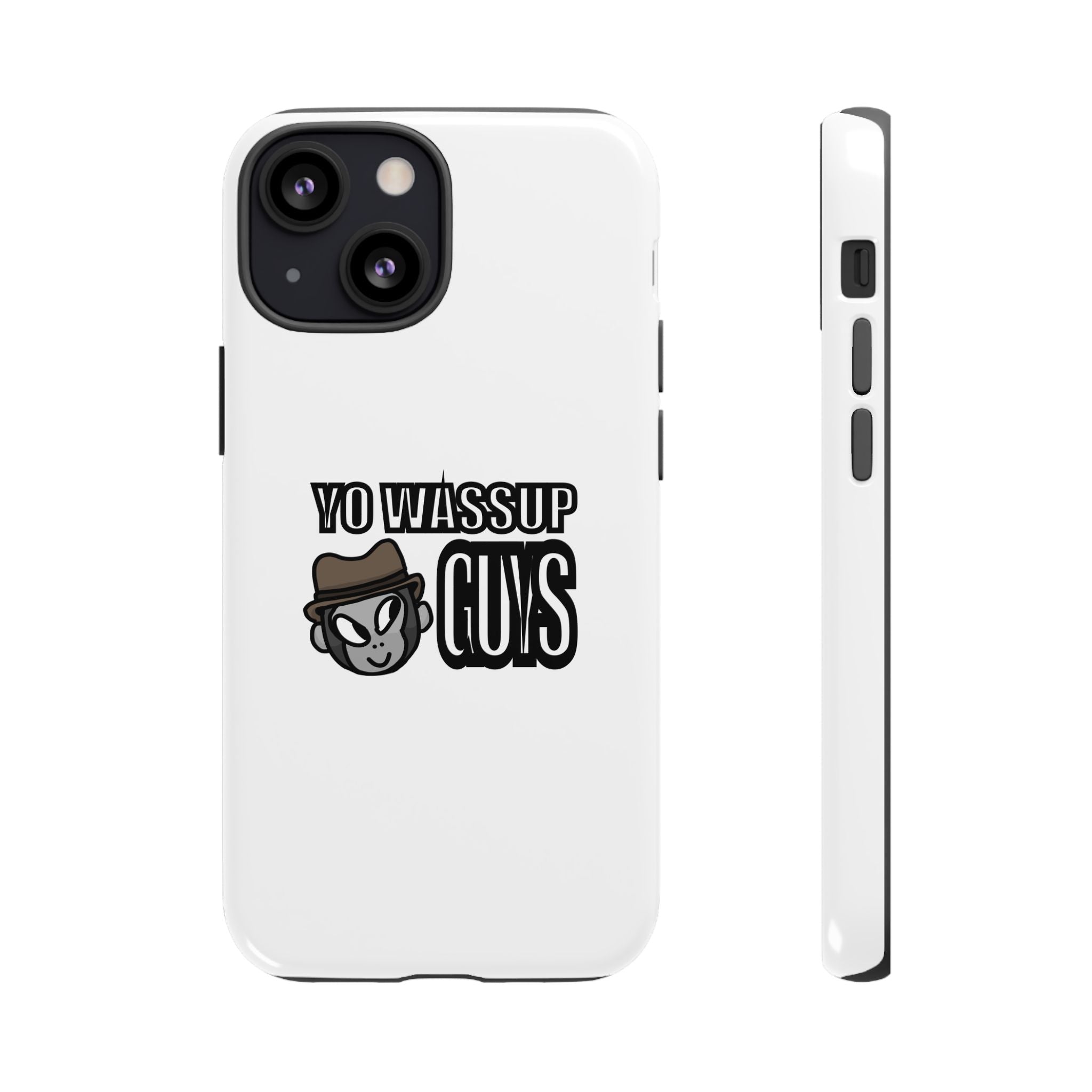 Yo Wassup Guys Phone Case — Retro Cartoon Hat Character Tough Protective Cover