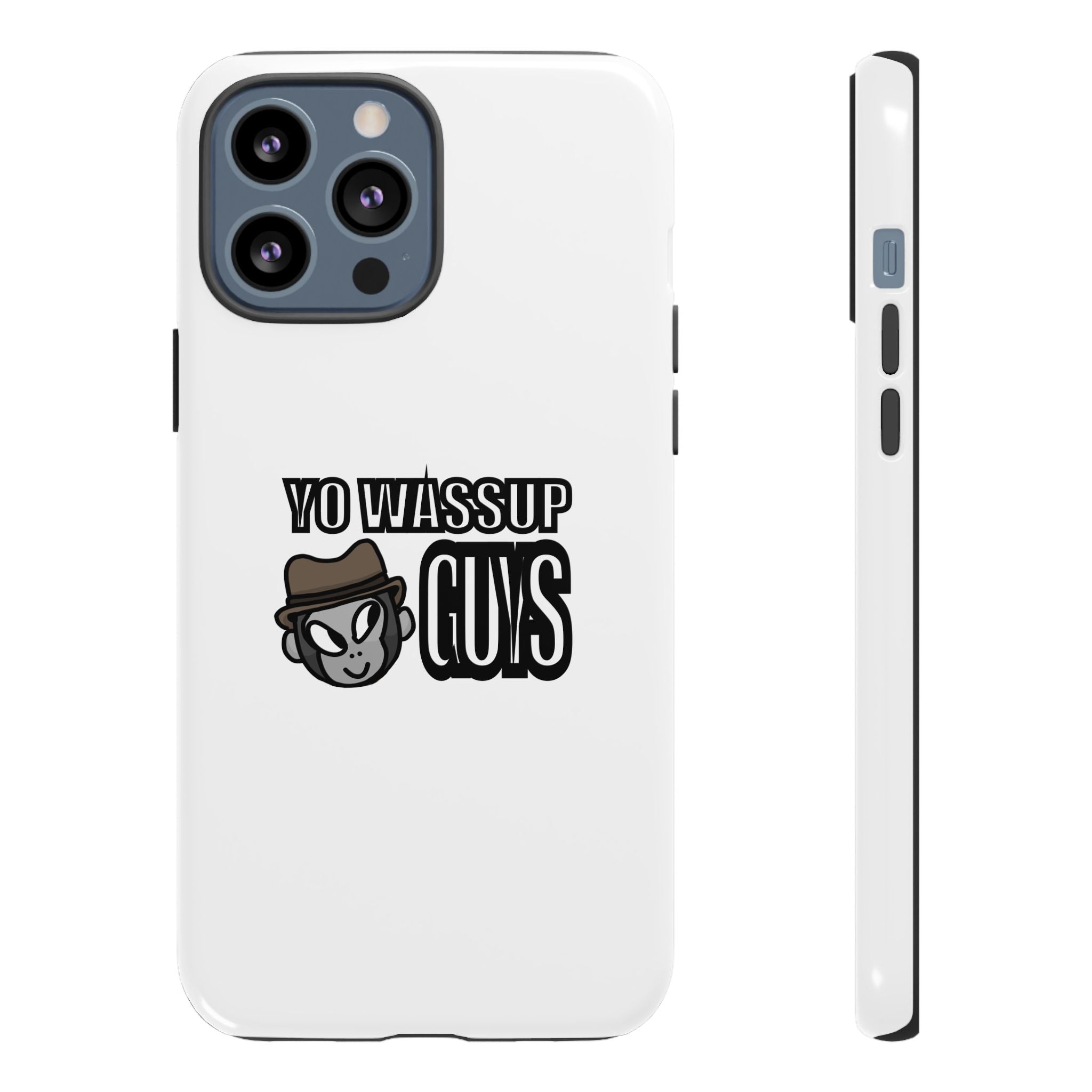 Yo Wassup Guys Phone Case — Retro Cartoon Hat Character Tough Protective Cover