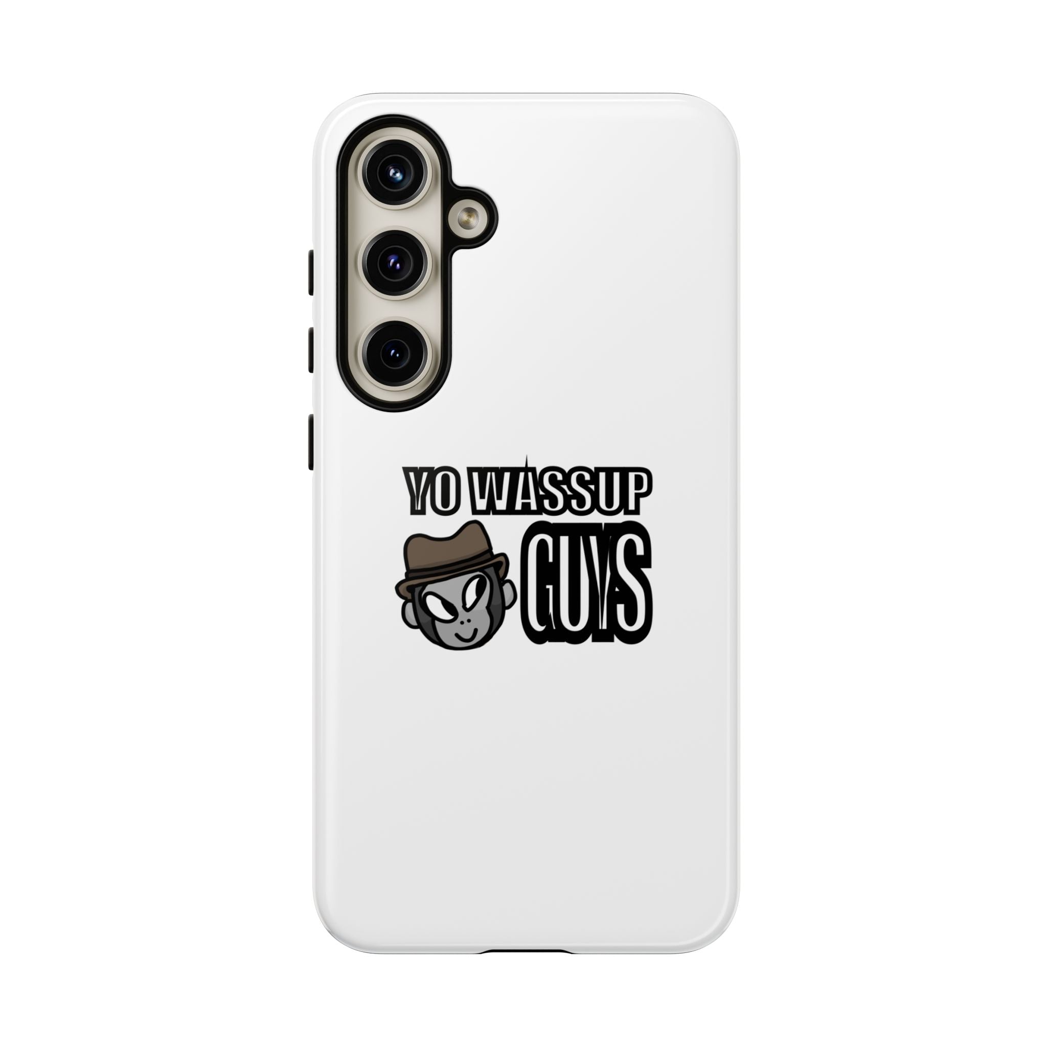Yo Wassup Guys Phone Case — Retro Cartoon Hat Character Tough Protective Cover