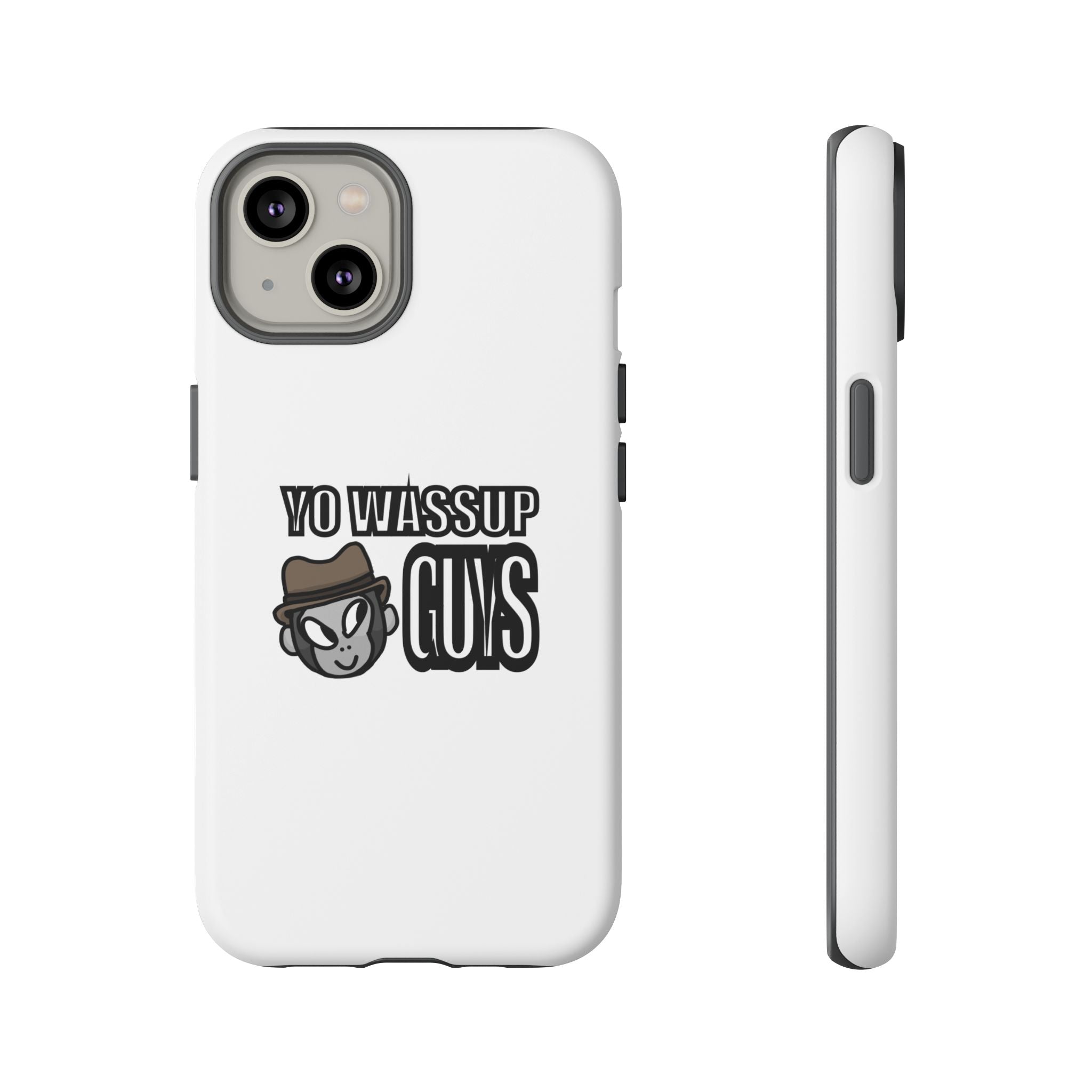 Yo Wassup Guys Phone Case — Retro Cartoon Hat Character Tough Protective Cover