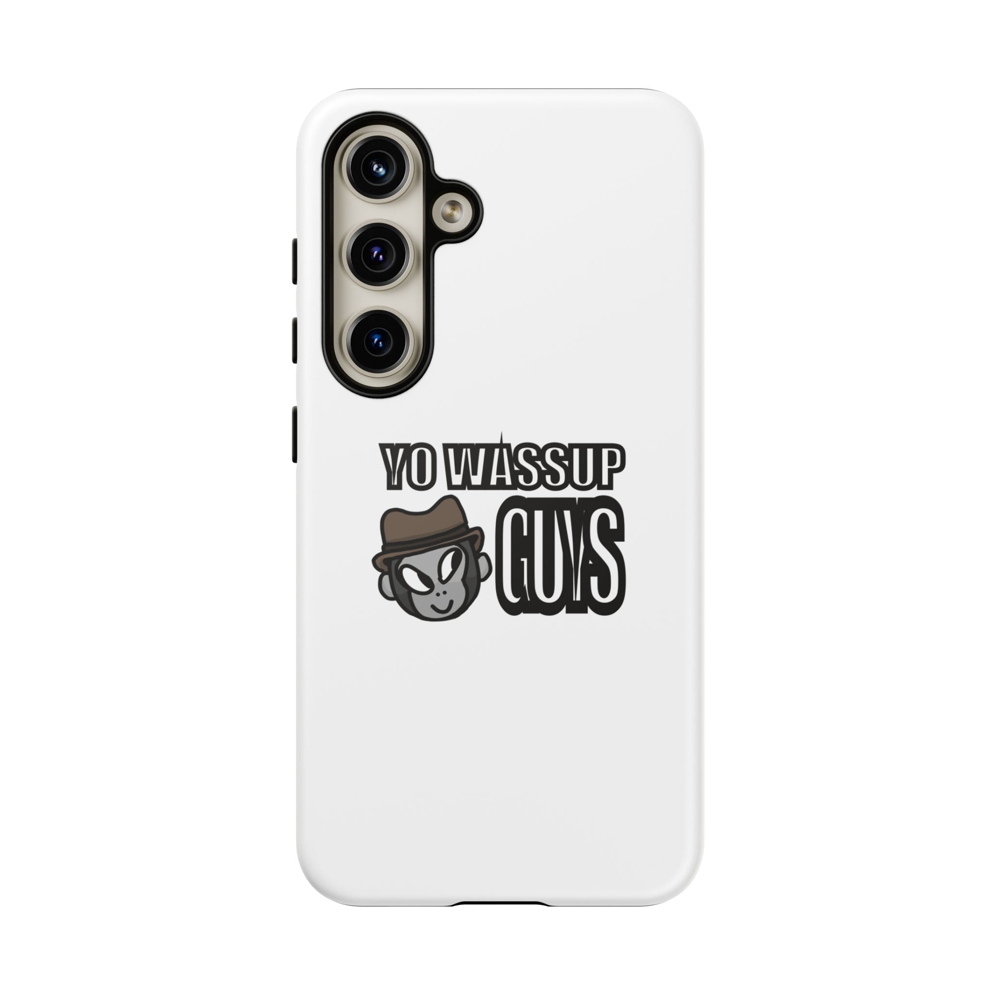 Yo Wassup Guys Phone Case — Retro Cartoon Hat Character Tough Protective Cover