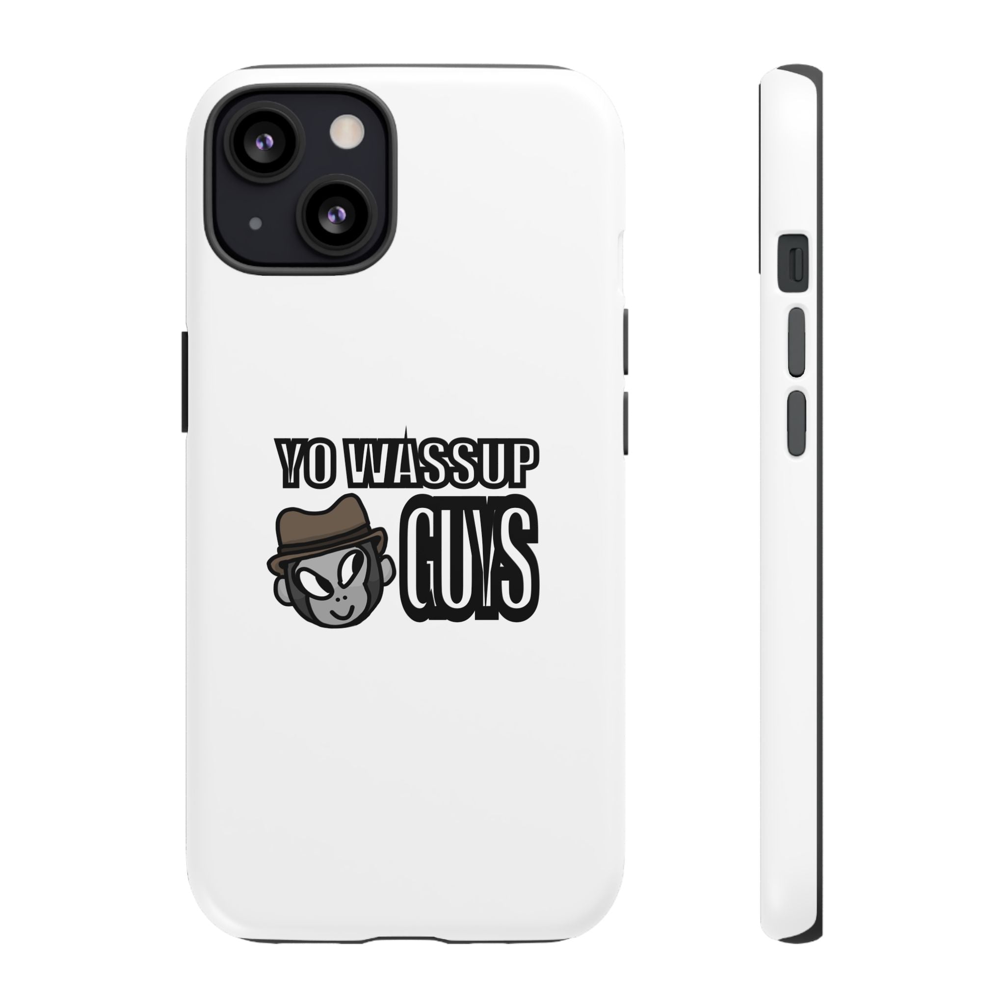 Yo Wassup Guys Phone Case — Retro Cartoon Hat Character Tough Protective Cover