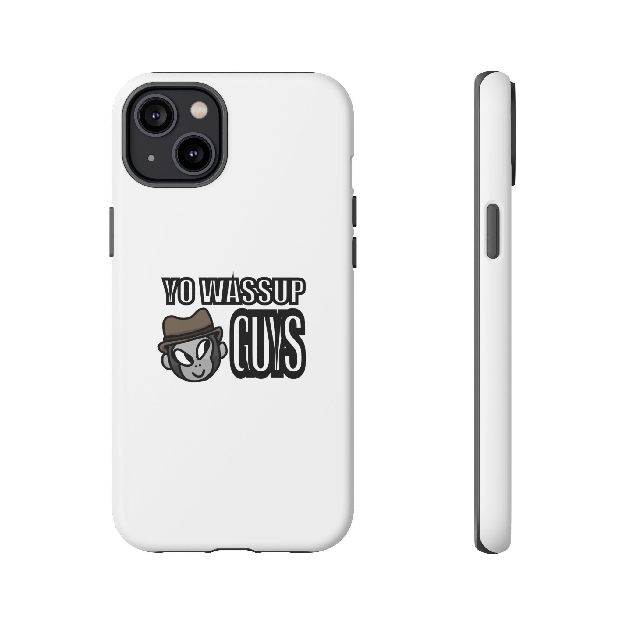Yo Wassup Guys Phone Case — Retro Cartoon Hat Character Tough Protective Cover