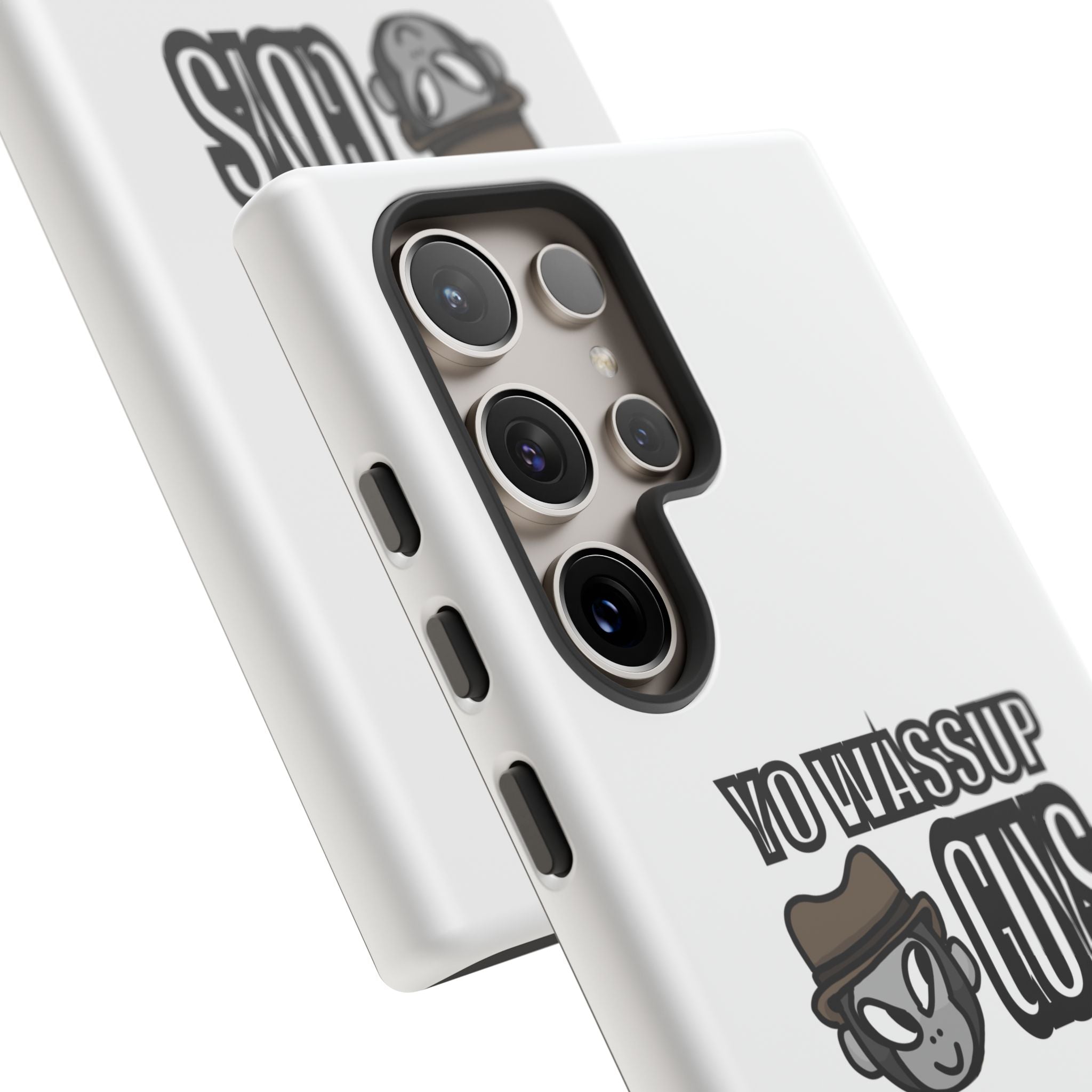 Yo Wassup Guys Phone Case — Retro Cartoon Hat Character Tough Protective Cover