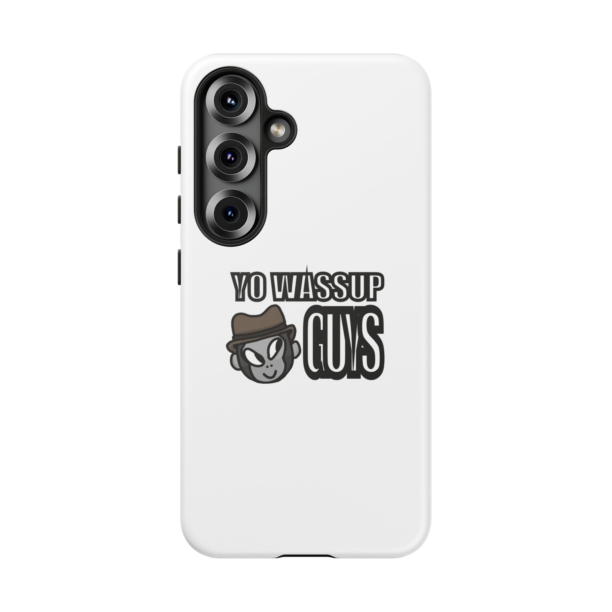 Yo Wassup Guys Phone Case — Retro Cartoon Hat Character Tough Protective Cover